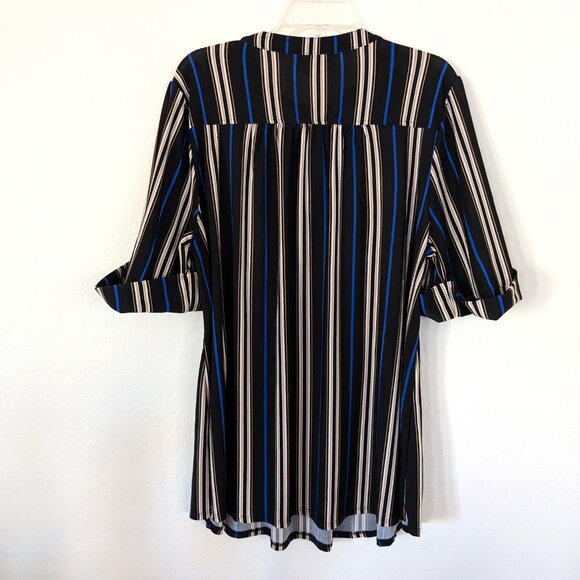 COCOMO Blouse Women's 2X Multicolor Striped Pintuck 1/4 Zip 3/4 Sleeve Work - Picture 6 of 10